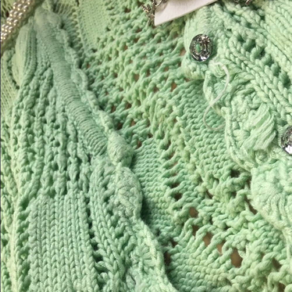 crystal button, vintage sweater